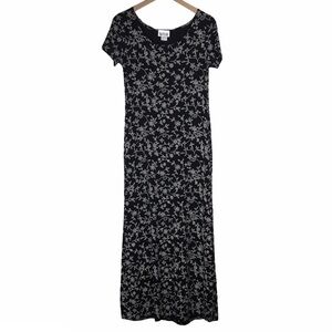 VINTAGE Nina Piccalino 90s Dress Maxi Long Stretchy Floral Gothic Lolita Large
